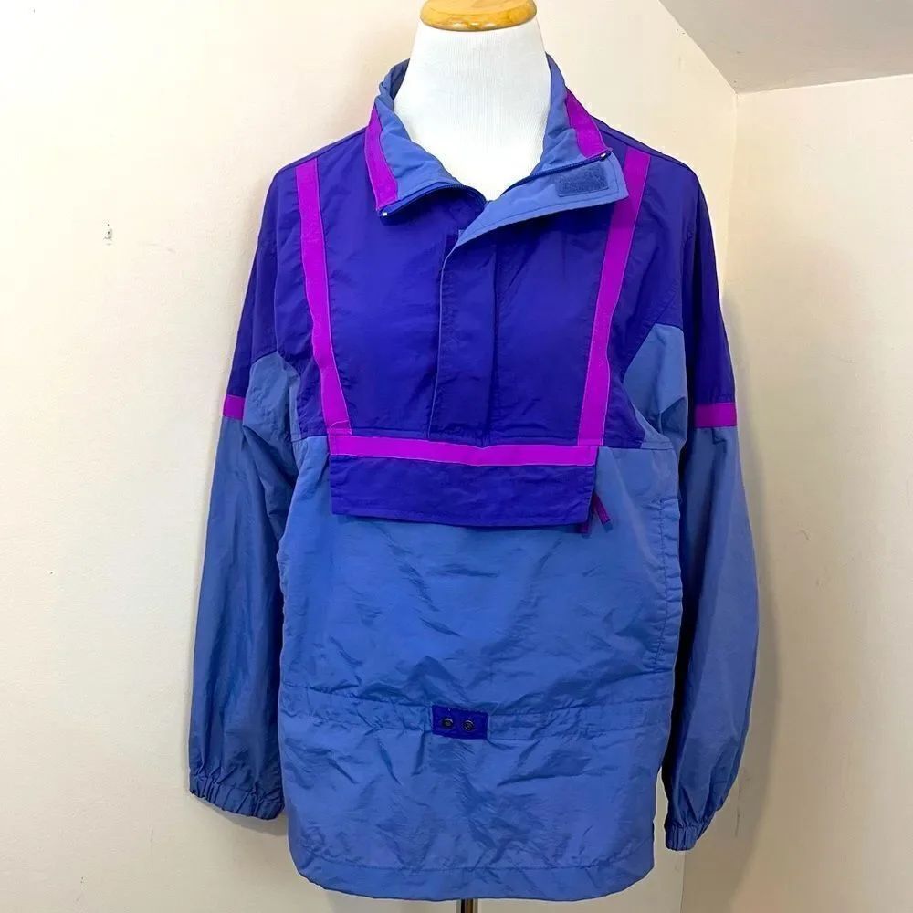 Vintage L.L Bean Pullover Windbreaker Purple Color Block M